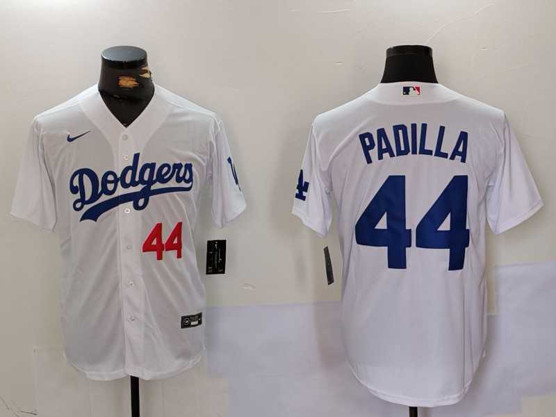 Mens Los Angeles Dodgers #44 Vicente Padilla Number White Cool Base Stitched Jersey